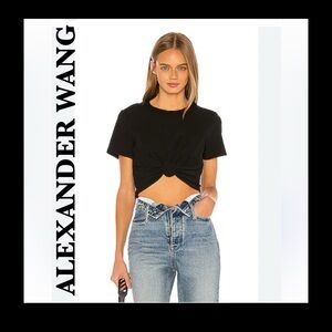 Alexander Wang Black High Twist Knot Crop Top